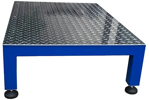 Cable Step Cover, Fixed Top, side view showing leveling feet